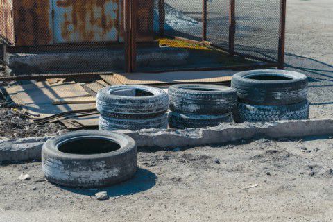 Unused and old car tires ready for landfill